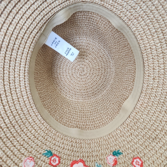 Janie and Jack Floral Embroidered Straw Hat. 6-12m. Baby Girl - Picture 4 of 4